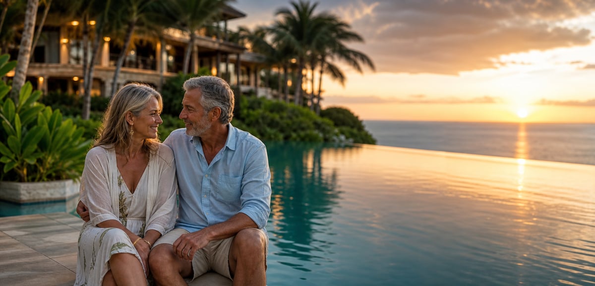 Mature Couple Relaxing at Luxury Resort