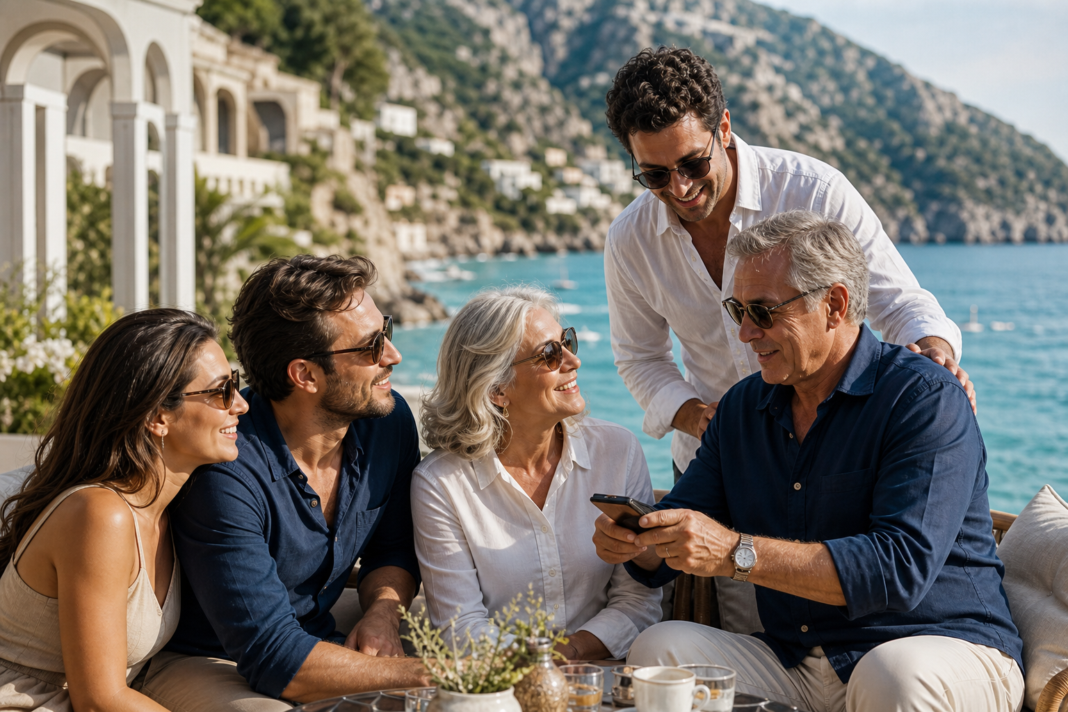 Multigenerational Family Enjoying Luxury Coastal Getaway