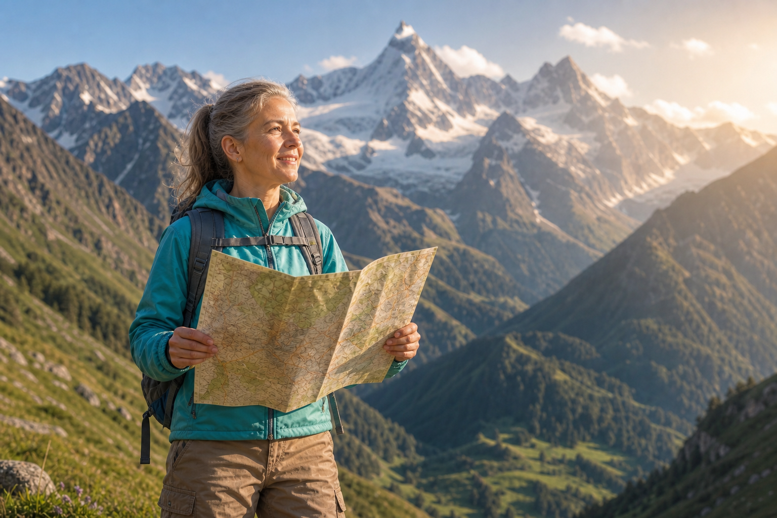 Older Woman Exploring Mountains
